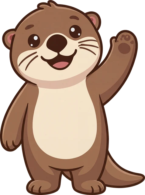 Otis the otter, the Shells mascot, waving hello.